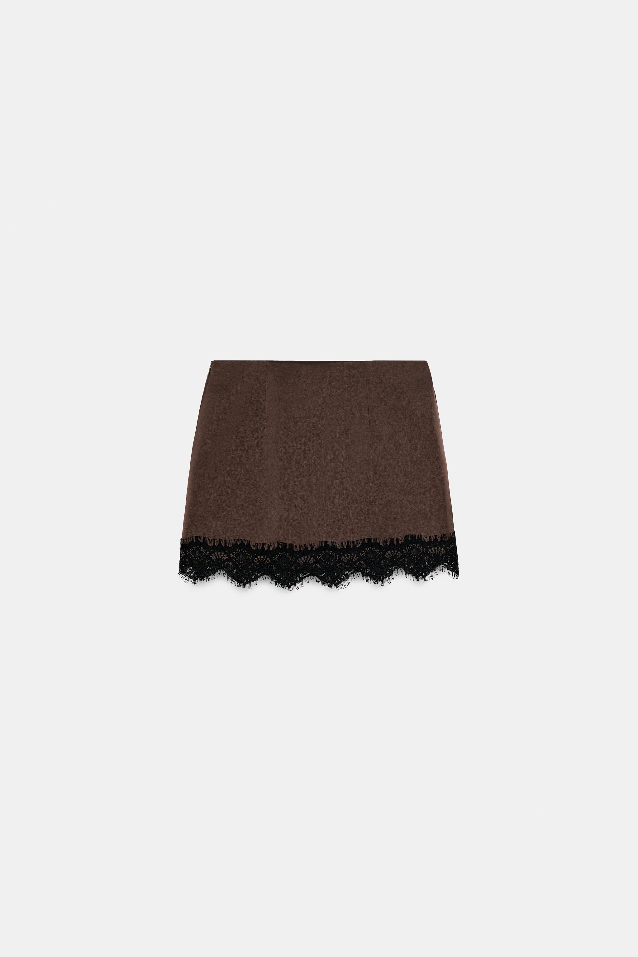 JUPE-PANTALON À CARREAUX EN DENTELLE